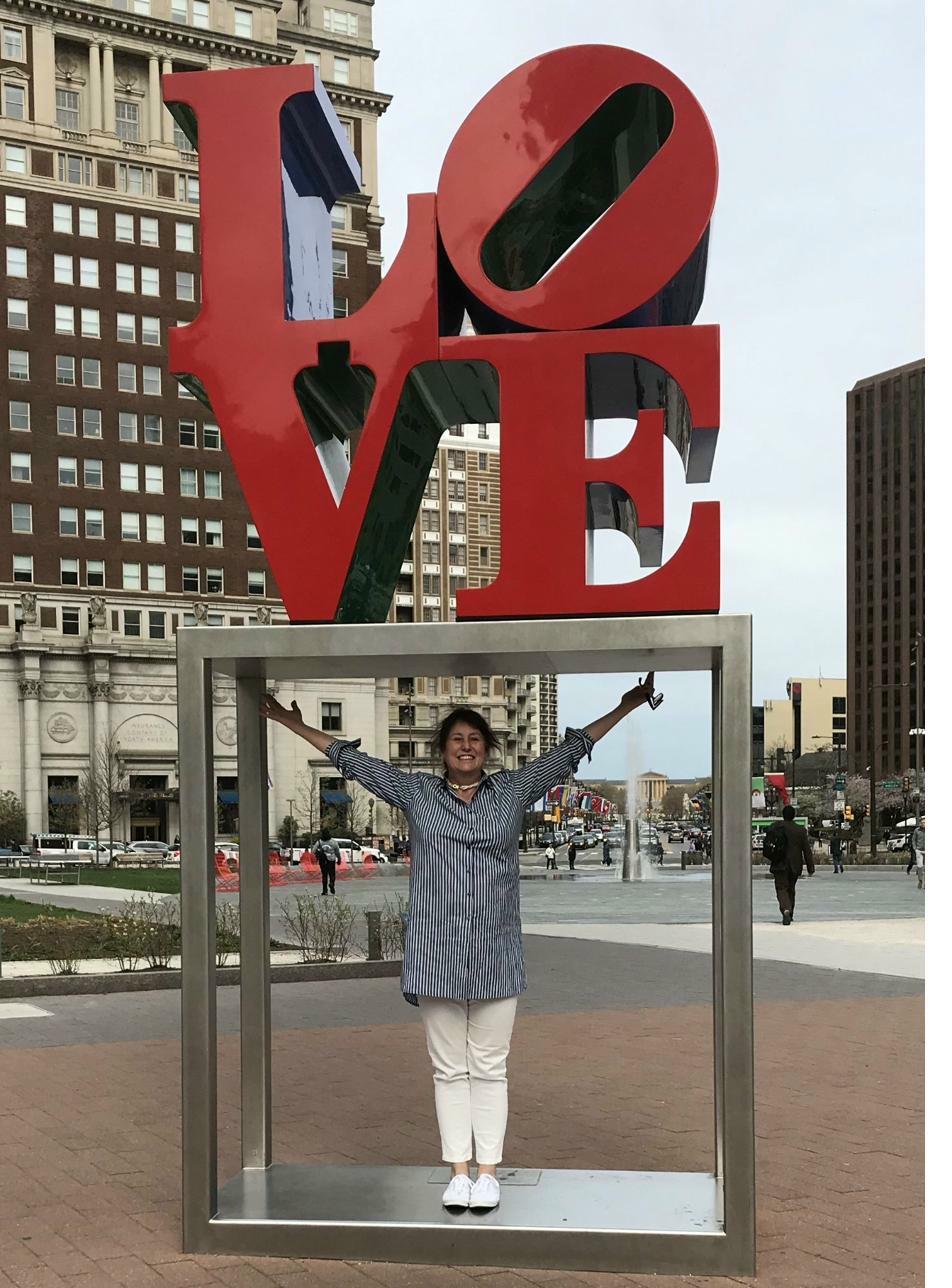 Gillian at the LOVE sculpture — Philadelphia